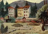 Guido Ferroni, Paese, oil on cardboard