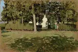 Adriano Basagni, La rotonda nel parco della villa I Collazzi, oil on compensato