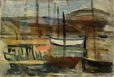 Barche by Mario Marcucci, oil on cardboard, offered Apr 2011