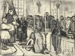 Funerale by René-Xavier Prinet, charcoal on paper, offered Apr 2011
