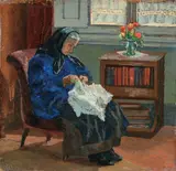 Giovanni Malesci, Giuseppa Galli ritratta nel salotto di via Lanza, 1916, oil on panel
