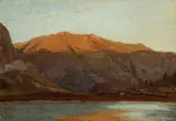 Uberto Dell’Orto, Paesaggio montano con lago, oil on card
