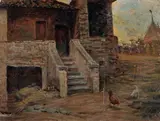 Luigi Bechi, Casolare, oil on panel