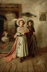 Charles Hunt, Giocando alle signore, oil on canvas
