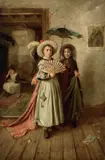 Charles Hunt, Giocando alle signore, oil on canvas