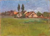 Raffaele De Grada, Paesaggio svizzero, oil on compensato