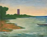 Marina con la torre (Il fiume a Bocca di Magra) by Carlo Carrà, 1959, oil on canvas, offered Nov 2010