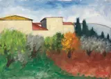 Paesaggio con ulivi e case by Ottone Rosai, 1954, oil on canvas, offered Nov 2010