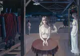 Paul Delvaux, Etude pour Alésia, 1973, oil on multiplex