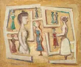 Massimo Campigli, Labirinto, 1957, oil on canvas board