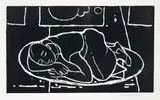 Felice Casorati, Figura accovacciata, 1963, engraving on linoleum
