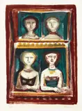Massimo Campigli, Le belle di sera, 1967, lithograph a colori
