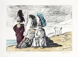 I guerrieri di ritorno da Troia by Giorgio de Chirico, 1966, lithograph a, offered Nov 2010