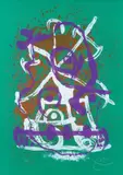 Cabalgata - verde, violeta, marron by Joan Miró, 1969, lithograph a colori, offered Nov 2010