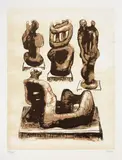 Henry Moore, Ideas for wood sculpture, 1973, lithograph a colori