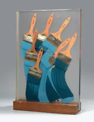 Senza titolo by Arman, 1986, accumulazione di penelli inclusi in resina and poliestere on base in legno, offered Nov 2010