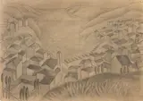 Ubaldo Oppi, Paesaggio (case con porto)