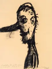 Helmut Middendorf, Nachden über Giacometti, 1987, pastel on paper