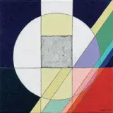 Eugenio Carmi, Piccolo cerchio provocatore, 2008, acrylic and vernice on juta