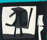 Gianni Dova, Senza titolo, 1958, tempera on paper applicata on canvas