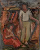 Guido Ferroni, Sosta, oil on panel