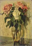 Giulio Salti, Vaso di rose, 1926, oil on cardboard