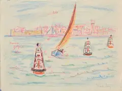 Studio by Moses Levy, pastelli and mixed media on paper, offered Oct 2010