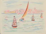 Moses Levy, Studio, pastelli and mixed media on paper