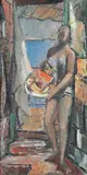 Figura con cesto di frutta by Anton Luigi Gajoni, oil on paper, offered Oct 2010