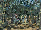Carlo Corsi, La passeggiata, 1920, oil on cardboard