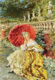 Sinibaldo Tordi, Dama nel parco, oil on canvas applicato on cardboard