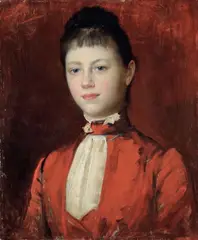Louis Hierle, Ritratto di donna dalla veste rossa, oil on canvas