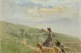 Leonardo Bazzaro, Pastorella, oil on canvas