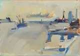 Remo Gordigiani, Marina, acrylic on paper applicata on canvas