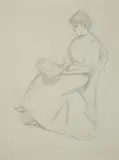 Federico Zandomeneghi, Signora in poltrona, disegno a pencil on paper