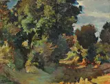 Mario Puccini, Bosco, 1915, oil on cardboard