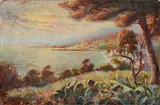 Positano, veduta del golfo by Carl Ernest Morggenstern, oil on canvas applicata on cardboard, offered Oct 2010