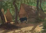 Vincenzo Cabianca, Campagna a Resina, 1874, oil on card applicato on cardboard