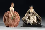 Guido Cacciapuoti, Dama con rose, Scultura in ceramica policroma