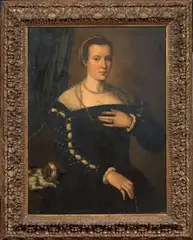Alessandro Allori, Ritratto di dama con cagnolino, oil on panel