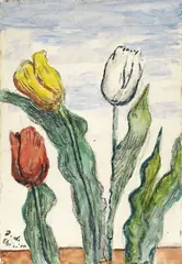 I tulipani by Giorgio de Chirico, 1973, watercolour on paper applicata on cardboard, offered May 2010