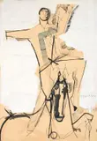 Marino Marini, Cavallo e cavaliere, 1945, mixed media on paper
