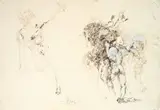Salvador Dalí, Saint Hilaire avec unicorne, 1980, mixed media on paper