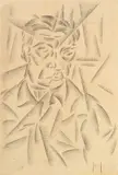 Roberto Marcello Iras Baldessari, Ritratto dinamico di uomo, 1918, pencil grassa on paper