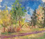 Natalia Goncharova, Paesaggio con alberi
