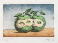 René Magritte, Il frutto proibito, etching a colori on paper