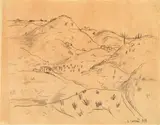 Carlo Carrà, Paesaggio, 1918, pencil on paper