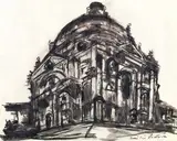 Emilio Vedova, Chiesa della Salute, ink on paper