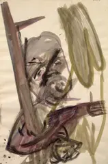 Martin Disler, Volto, 1982, gouache on paper