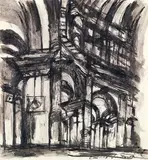 Emilio Vedova, Chiesa della Salute - interno, ink on paper